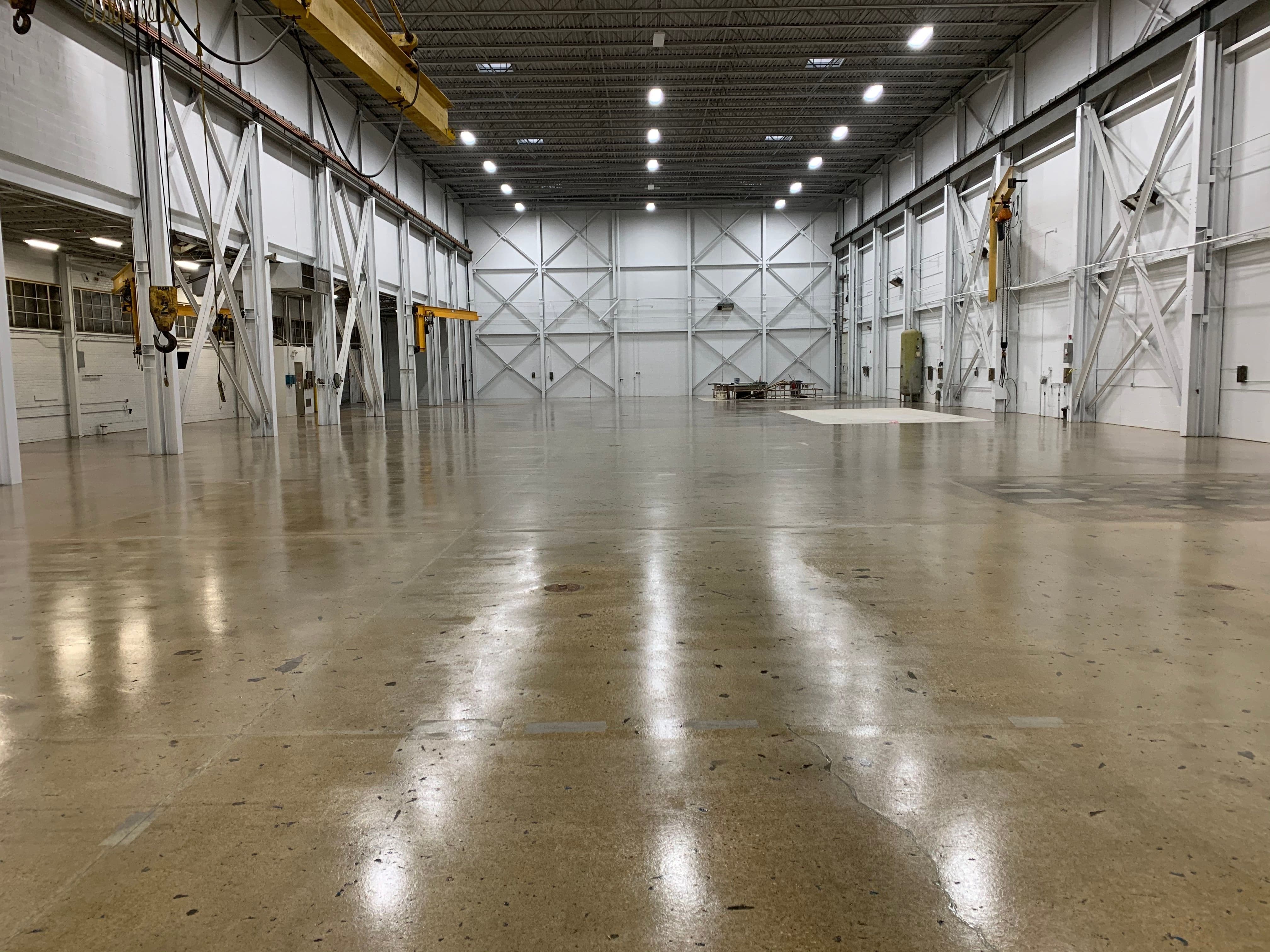 concrete srubbed warehouse floor