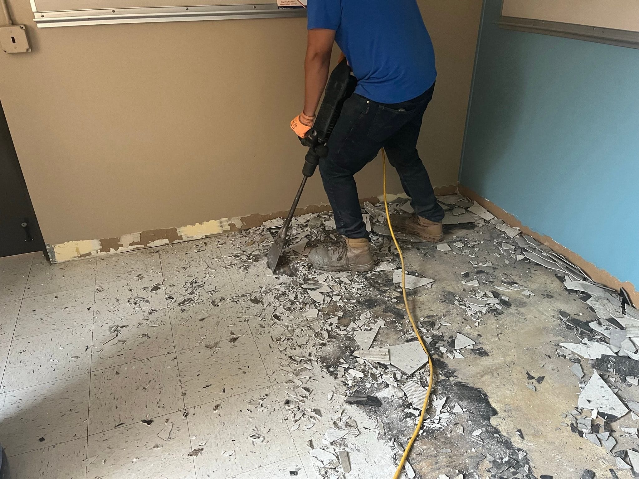 removing tile for warehouse coating