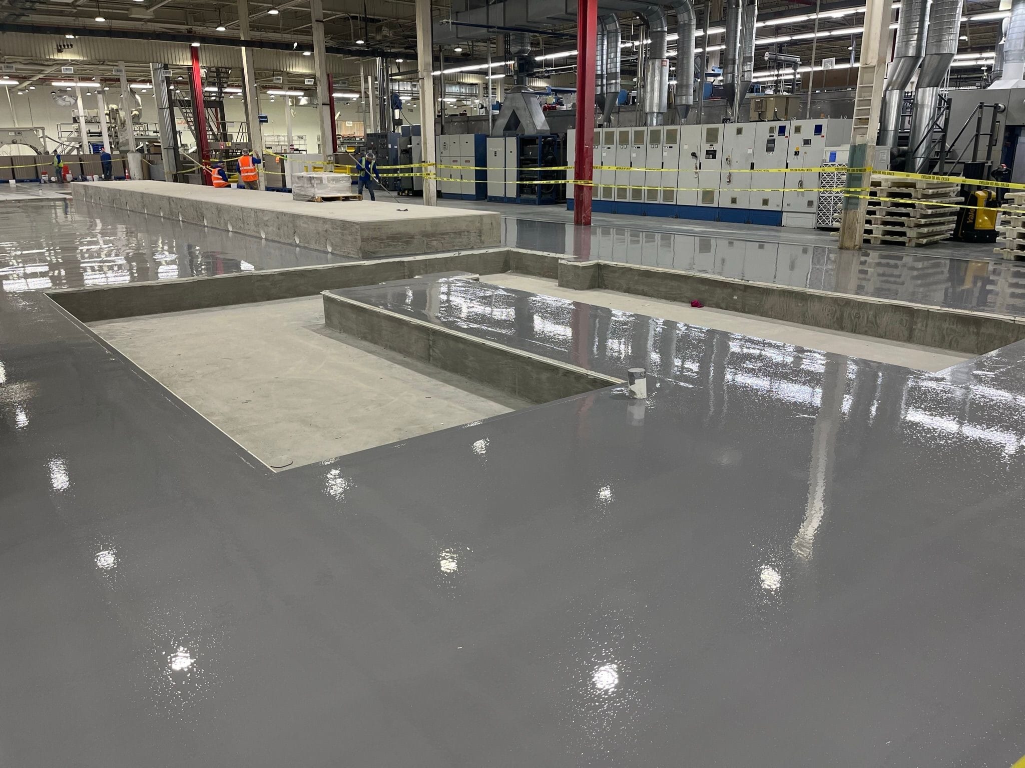 grey epoxy in manufacturing plant